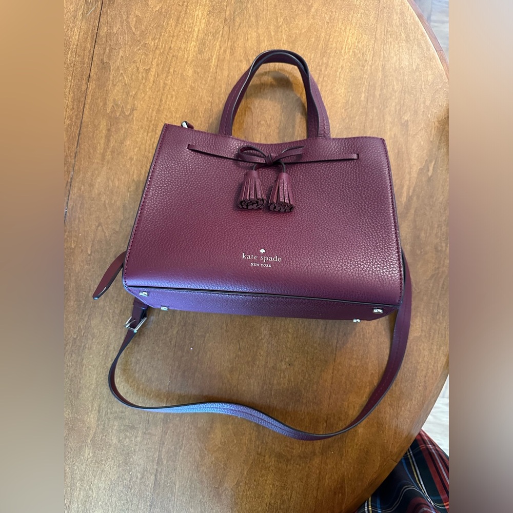 Kate Spade NY Hayes Blackberry Leather Bow Small Satchel Crossbody Bag